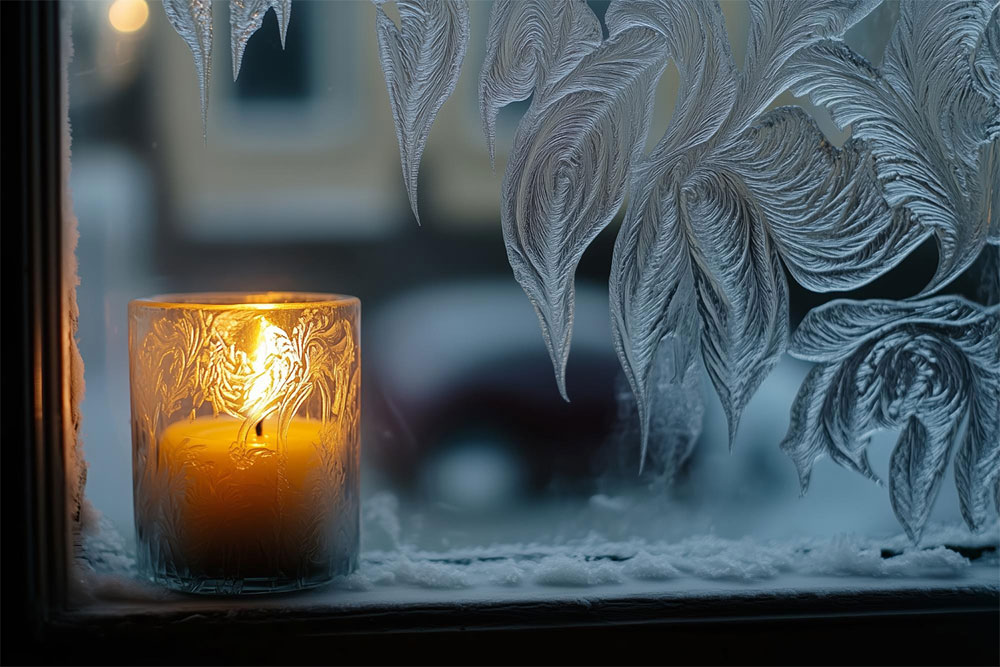 Kerzenlicht im Winterfenster schafft Wärme und Gemeinschaft – inspiriert von skandinavischen Winterbräuchen